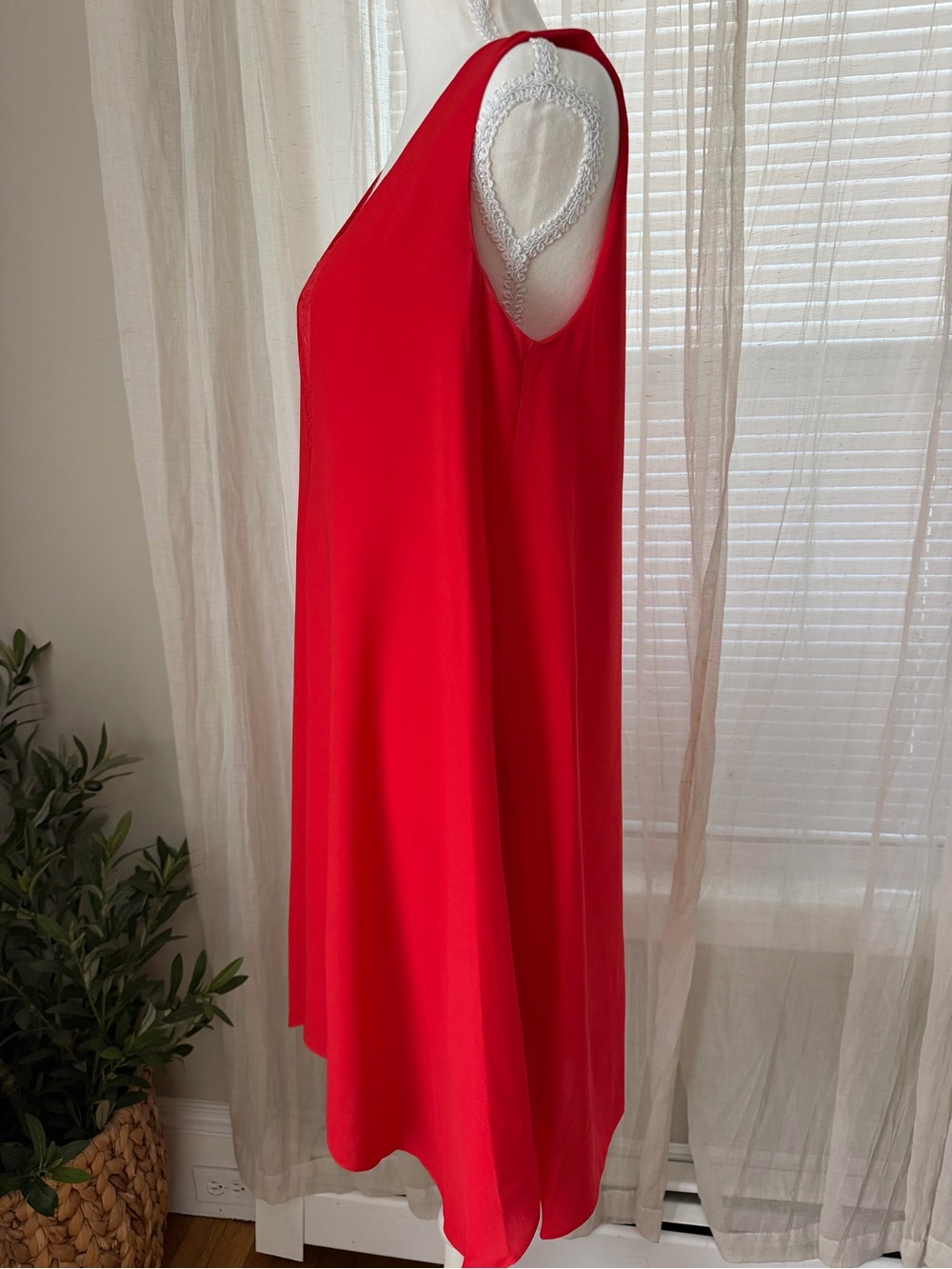 BCBGMaxAzria Red Lace-Trim V-Neck Mini Dress - Picture 5 of 13
